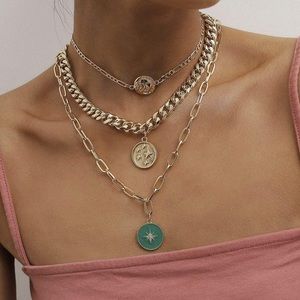 Celestial Layered Coin Necklace Gold